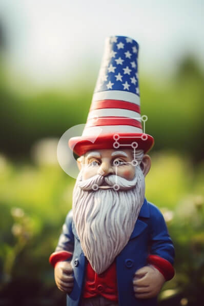 Intra Συλλεκτικό Ξύλινο Παζλ Plywood  4mm - Παιχνίδι Gnome με καπέλο αμερικανικής σημαίας και στολή σε πράσινο Σε Ξύλινο Κουτί - Διαστάσεις Puzzle: 10x10 cm – 25 κομμάτια