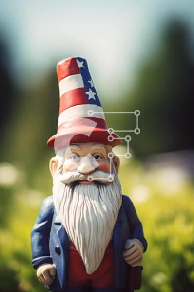 Intra Συλλεκτικό Ξύλινο Παζλ Plywood  4mm - Πατριωτικό στοιχειό με καπέλο αμερικανικής σημαίας και κονσέρβες Σε Ξύλινο Κουτί - Διαστάσεις: 10x10 cm – 25 κομμάτια