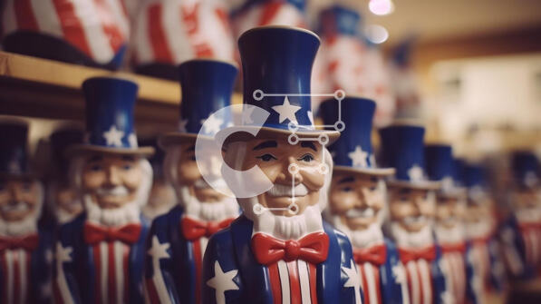 Intra Συλλεκτικό Ξύλινο Παζλ Plywood  4mm - Patriotic Uncle Sam Figurines για τις 4 Ιουλίου Σε Ξύλινο Κουτί - Διαστάσεις Puzzle: 10x10 cm – 25 κομμάτια