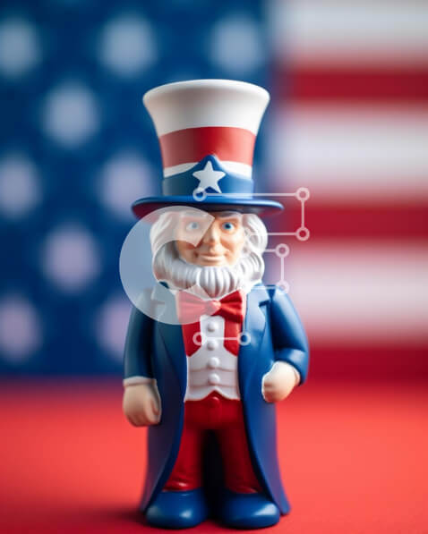 Intra Συλλεκτικό Ξύλινο Παζλ Plywood  4mm - Θείος Σαμ παιχνίδι ειδώλιο με αμερικανική σημαία Σε Ξύλινο Κουτί - Διαστάσεις: 10x10 cm – 25 κομμάτια