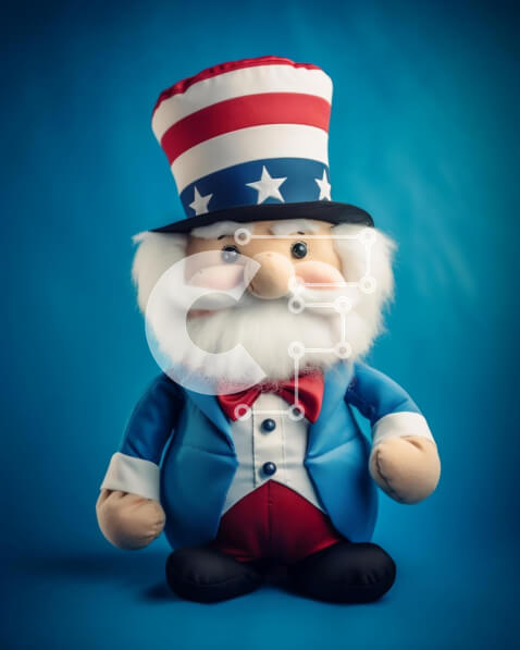 Intra Συλλεκτικό Ξύλινο Παζλ Plywood  4mm - Πατριωτική φιγούρα παιχνιδιού με καπέλο και κοστούμι αμερικανικής σημαίας για τις 4 Ιουλίου Σε Ξύλινο Κουτί - Διαστάσεις: 10x10 cm – 25 κομμάτια