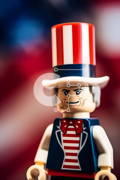 Intra Συλλεκτικό Ξύλινο Παζλ Plywood  4mm - Πατριωτική φιγούρα Lego με ενδυμασία αμερικανικής σημαίας Σε Ξύλινο Κουτί - Διαστάσεις: 10x10 cm – 25 κομμάτια