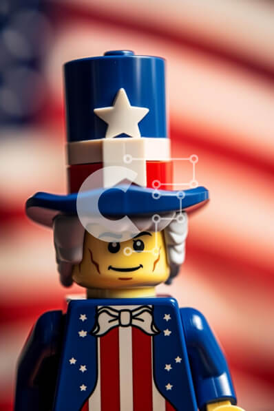 Intra Συλλεκτικό Ξύλινο Παζλ Plywood  4mm - Ηνωμένες Πολιτείες Αμερικής φιγούρα Lego που γιορτάζει την 4η Ιουλίου Σε Ξύλινο Κουτί - Διαστάσεις: 10x10 cm – 25 κομμάτια