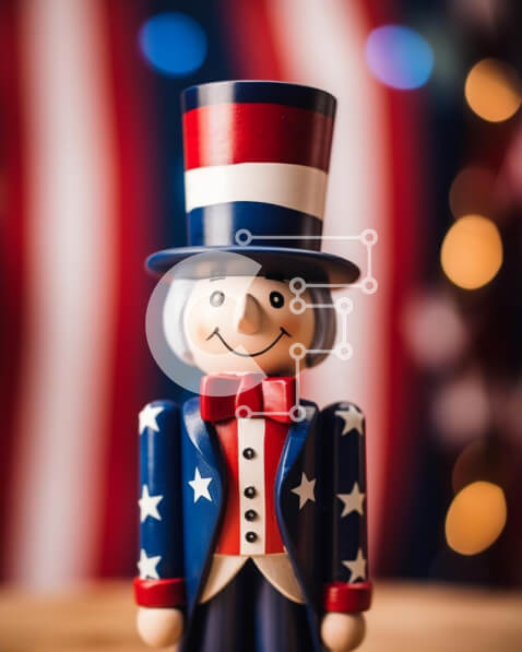 Intra Συλλεκτικό Ξύλινο Παζλ Plywood  4mm - Πατριωτικό ειδώλιο Καρυοθραύστη για τους εορτασμούς της 4ης Ιουλίου Σε Ξύλινο Κουτί - Διαστάσεις: 10x10 cm – 25 κομμάτια