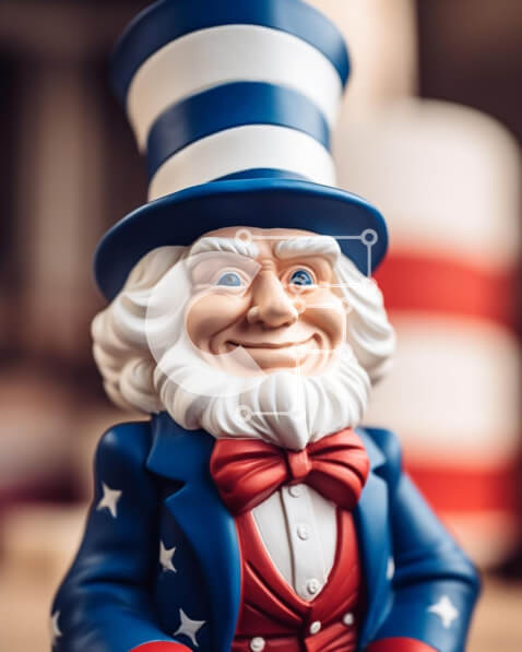 Intra Συλλεκτικό Ξύλινο Παζλ Plywood  4mm - Φιγούρα παιχνιδιού του θείου Σαμ σε σχήμα καπέλου με ανοιχτό χαμόγελο Σε Ξύλινο Κουτί - Διαστάσεις Puzzle: 10x10 cm – 25 κομμάτια