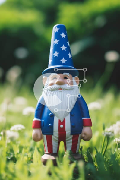 Intra Συλλεκτικό Ξύλινο Παζλ Plywood  4mm - Αμερικανική σημαία Παιχνίδι Gnome στο γρασίδι Σε Ξύλινο Κουτί - Διαστάσεις Puzzle: 10x10 cm – 25 κομμάτια