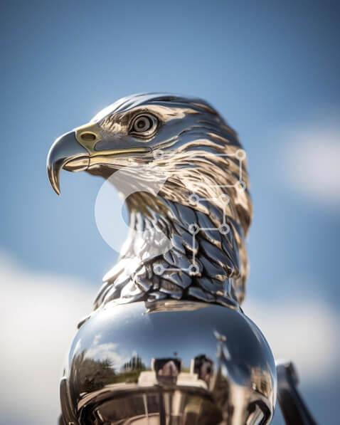 Intra Συλλεκτικό Ξύλινο Παζλ Plywood  4mm - Άγαλμα αετού σε ασημένιο κύπελλο με φόντο του ουρανού Σε Ξύλινο Κουτί - Διαστάσεις: 10x10 cm – 25 κομμάτια