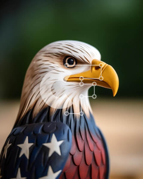 Intra Συλλεκτικό Ξύλινο Παζλ Plywood  4mm - Ειδώλιο Αμερικανικού Αετού με Κόκκινα, Λευκά και Μπλε αστέρια Σε Ξύλινο Κουτί - Διαστάσεις: 10x10 cm – 25 κομμάτια