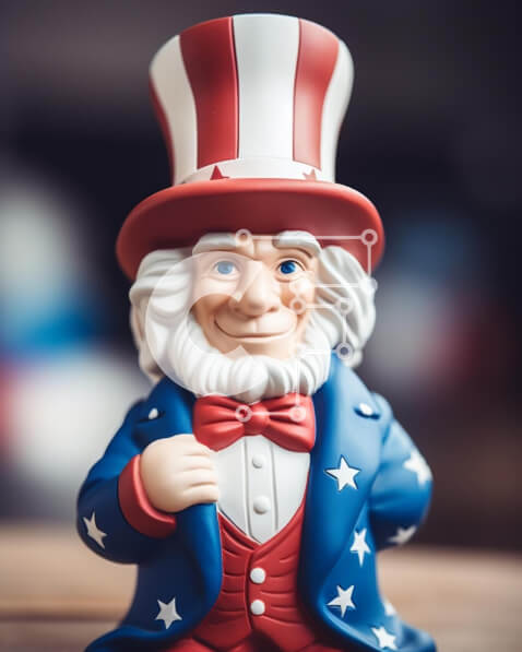 Intra Συλλεκτικό Ξύλινο Παζλ Plywood  4mm - Φιγούρα παιχνιδιών θείου Σαμ με πουκάμισο και γραβάτα με αμερικανική σημαία Σε Ξύλινο Κουτί - Διαστάσεις Puzzle: 10x10 cm – 25 κομμάτια