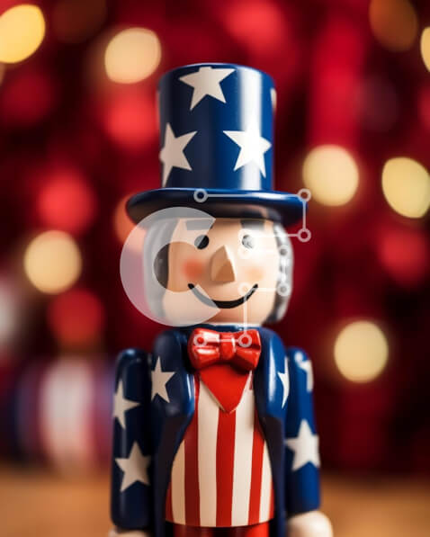 Intra Συλλεκτικό Ξύλινο Παζλ Plywood  4mm - Φιγούρα παιχνιδιού του θείου Σαμ για τους εορτασμούς της 4ης Ιουλίου Σε Ξύλινο Κουτί - Διαστάσεις: 10x10 cm – 25 κομμάτια