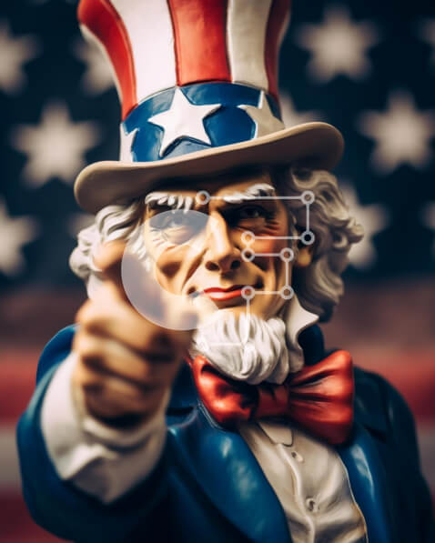 Intra Συλλεκτικό Ξύλινο Παζλ Plywood  4mm - Άγαλμα του θείου Σαμ που δείχνει την κάμερα Σε Ξύλινο Κουτί - Διαστάσεις Puzzle: 10x10 cm – 25 κομμάτια