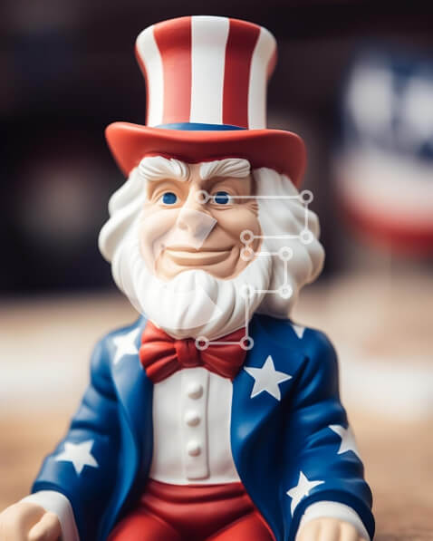 Intra Συλλεκτικό Ξύλινο Παζλ Plywood  4mm - Φιγούρα παιχνιδιών θείου Σαμ με πουκάμισο και γραβάτα με αμερικανική σημαία Σε Ξύλινο Κουτί - Διαστάσεις: 10x10 cm – 25 κομμάτια