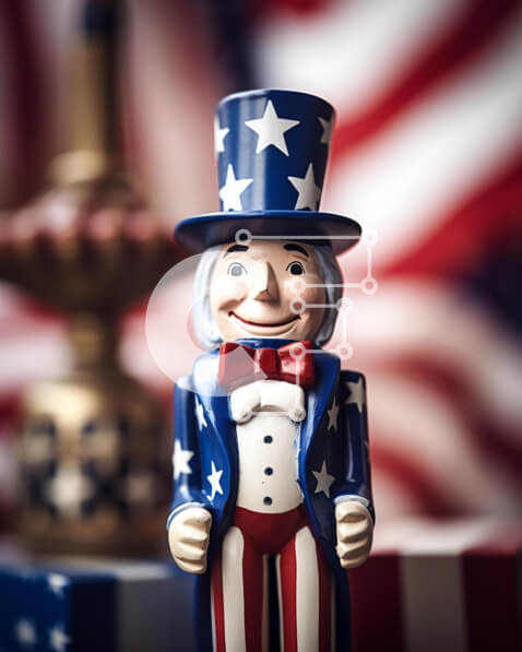 Intra Συλλεκτικό Ξύλινο Παζλ Plywood  4mm - Φιγούρα παιχνιδιών θείου Σαμ με πατριωτική στολή Σε Ξύλινο Κουτί - Διαστάσεις: 10x10 cm – 25 κομμάτια