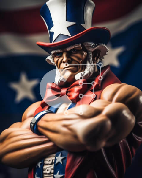 Intra Συλλεκτικό Ξύλινο Παζλ Plywood  4mm - Πατριωτικό άγαλμα θείου με αμερικανική σημαία Σε Ξύλινο Κουτί - Διαστάσεις Puzzle: 10x10 cm – 25 κομμάτια