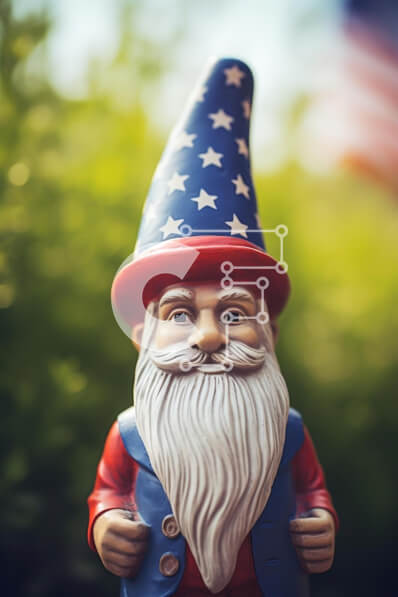 Intra Συλλεκτικό Ξύλινο Παζλ Plywood  4mm - Πατριωτικό στοιχειό με καπέλο αμερικανικής σημαίας στον κήπο Σε Ξύλινο Κουτί - Διαστάσεις Puzzle: 10x10 cm – 25 κομμάτια