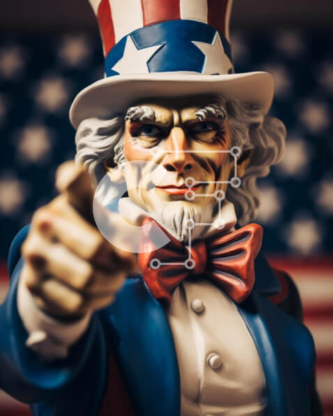 Intra Συλλεκτικό Ξύλινο Παζλ Plywood  4mm - Άγαλμα του θείου Σαμ που δείχνει την κάμερα Σε Ξύλινο Κουτί - Διαστάσεις: 10x10 cm – 25 κομμάτια