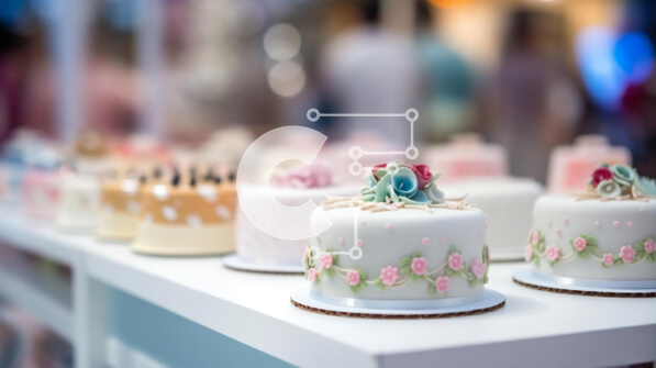 Σετ των 2 Intra Συλλεκτικό Ξύλινο Παζλ Plywood  4mm - Διάφορα διακοσμημένα κέικ που εμφανίζονται σε λευκά τραπέζια Σε Ξύλινο Κουτί - Διαστάσεις: 10x10 cm – 25 κομμάτια