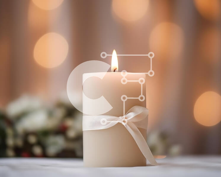 Intra Συλλεκτικό Ξύλινο Παζλ Plywood  4mm - Μονό κερί με λευκή κορδέλα σε διακοσμημένο τραπέζι Σε Ξύλινο Κουτί - Διαστάσεις: 10x10 cm – 25 κομμάτια