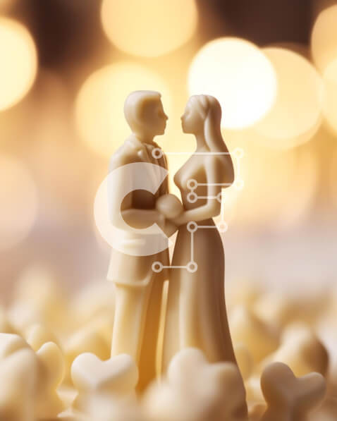 Intra Συλλεκτικό Ξύλινο Παζλ Plywood  4mm - Ειδώλια αρραβώνων ή γάμου με λευκές καρδιές Σε Ξύλινο Κουτί - Διαστάσεις: 10x10 cm – 25 κομμάτια