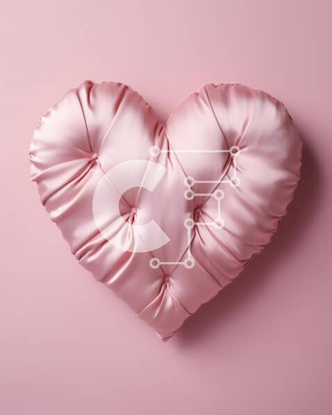 Intra Συλλεκτικό Ξύλινο Παζλ Plywood  4mm - Ροζ σατέν μαξιλάρι σε σχήμα καρδιάς σε ροζ φόντο Σε Ξύλινο Κουτί - Διαστάσεις Puzzle: 10x10 cm – 25 κομμάτια