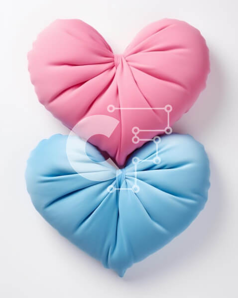 Intra Συλλεκτικό Ξύλινο Παζλ Plywood  4mm - Μαξιλάρια σε σχήμα καρδιάς σε ροζ και μπλε Σε Ξύλινο Κουτί - Διαστάσεις: 10x10 cm – 25 κομμάτια