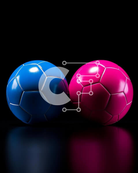 Intra Συλλεκτικό Ξύλινο Παζλ Plywood  4mm - Μπλε και ροζ μπάλες ποδοσφαίρου Σε Ξύλινο Κουτί - Διαστάσεις Puzzle: 10x10 cm – 25 κομμάτια