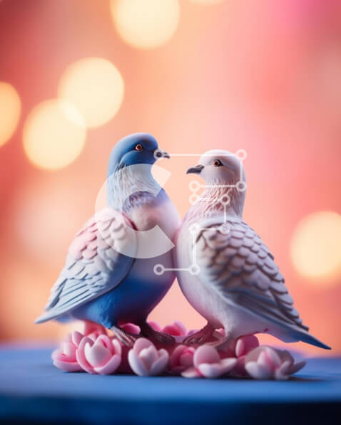 Intra Συλλεκτικό Ξύλινο Παζλ Plywood  4mm - Ρομαντικά ειδώλια περιστεριών σε ανθοσυνθέσεις Σε Ξύλινο Κουτί - Διαστάσεις: 10x10 cm – 25 κομμάτια