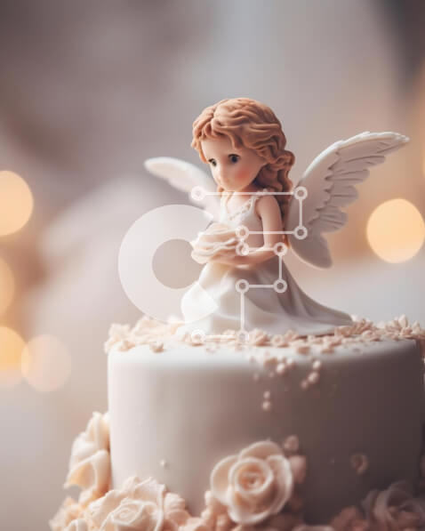 Intra Συλλεκτικό Ξύλινο Παζλ Plywood  4mm - Λευκή τούρτα με ειδώλιο αγγέλου και κεριά Σε Ξύλινο Κουτί - Διαστάσεις: 10x10 cm – 25 κομμάτια