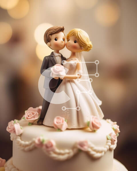 Intra Συλλεκτικό Ξύλινο Παζλ Plywood  4mm - Ρομαντικό κάλυμμα γαμήλιας τούρτας με ζευγάρι που φιλιέται Σε Ξύλινο Κουτί - Διαστάσεις: 10x10 cm – 25 κομμάτια