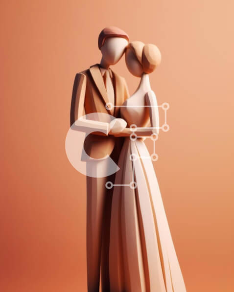 Intra Συλλεκτικό Ξύλινο Παζλ Plywood  4mm - 3D μοντέλο από ξύλινα ειδώλια νύφης και γαμπρού Σε Ξύλινο Κουτί - Διαστάσεις Puzzle: 10x10 cm – 25 κομμάτια