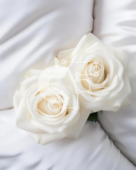 Intra Συλλεκτικό Ξύλινο Παζλ Plywood  4mm - Λευκά τριαντάφυλλα στο κρεβάτι με λευκά σεντόνια και μαξιλάρια Σε Ξύλινο Κουτί - Διαστάσεις Puzzle: 10x10 cm – 25 κομμάτια