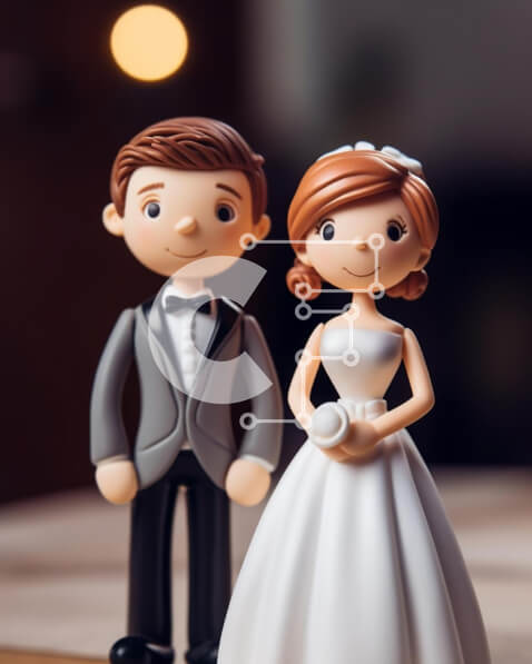 Intra Συλλεκτικό Ξύλινο Παζλ Plywood  4mm - Τοπέρ για γαμήλια τούρτα με ασπρόμαυρα ειδώλια Σε Ξύλινο Κουτί - Διαστάσεις: 10x10 cm – 25 κομμάτια