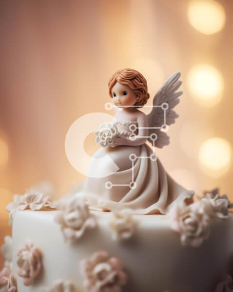 Σετ των 2 Intra Συλλεκτικό Ξύλινο Παζλ Plywood  4mm - Λευκή τούρτα με ειδώλιο αγγέλου και κεριά Σε Ξύλινο Κουτί - Διαστάσεις: 10x10 cm – 25 κομμάτια