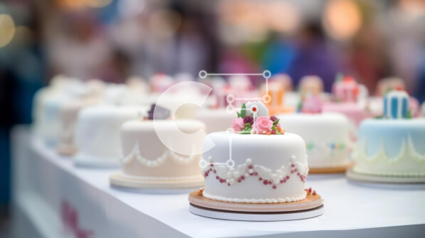 Σετ των 2 Intra Συλλεκτικό Ξύλινο Παζλ Plywood  4mm - Διάφορες λευκές τούρτες σε βάσεις για κέικ Σε Ξύλινο Κουτί - Διαστάσεις: 10x10 cm – 25 κομμάτια