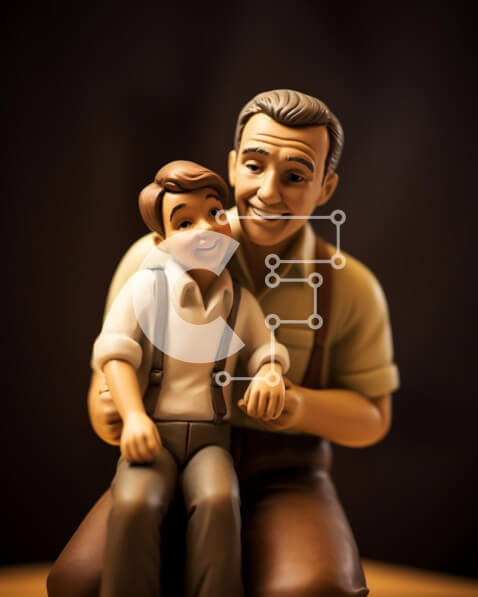 Intra Συλλεκτικό Ξύλινο Παζλ Plywood  4mm - Ειδώλιο ηλικιωμένου και νεαρού γιου Σε Ξύλινο Κουτί - Διαστάσεις: 10x10 cm – 25 κομμάτια