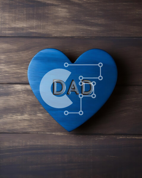 Intra Συλλεκτικό Ξύλινο Παζλ Plywood  4mm - Κουτί δώρου Dad σε σχήμα καρδιάς σε ρουστίκ ξύλινο φόντο Σε Ξύλινο Κουτί - Διαστάσεις: 10x10 cm – 25 κομμάτια