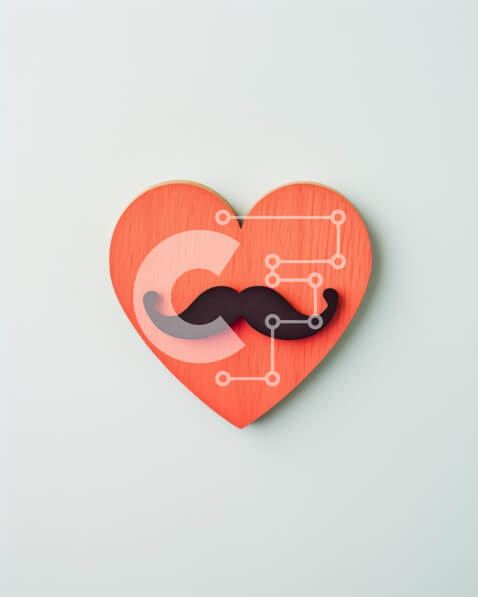 Intra Συλλεκτικό Ξύλινο Παζλ Plywood  4mm - Ξύλινη καρδιά με μουστάκι σε άσπρο φόντο Σε Ξύλινο Κουτί - Διαστάσεις: 10x10 cm – 25 κομμάτια