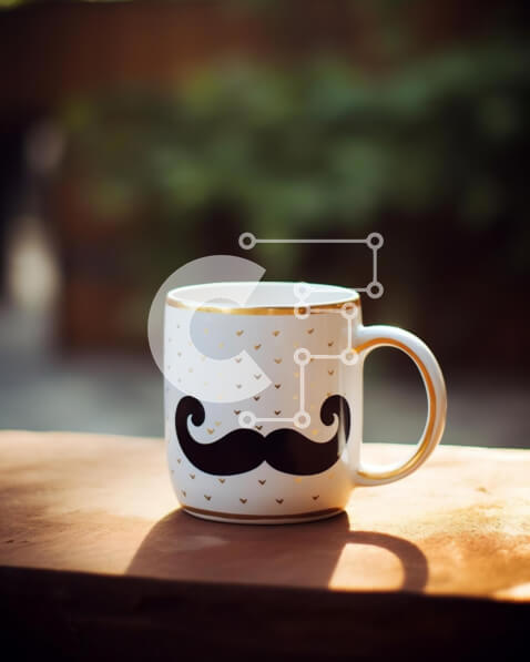 Intra Συλλεκτικό Ξύλινο Παζλ Plywood  4mm - Κούπα καφέ με μουστάκι σε ξύλινο τραπέζι εξωτερικού χώρου Σε Ξύλινο Κουτί - Διαστάσεις: 10x10 cm – 25 κομμάτια