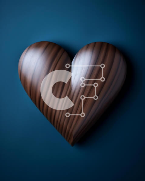 Intra Συλλεκτικό Ξύλινο Παζλ Plywood  4mm - Ξύλινο αντικείμενο σε σχήμα καρδιάς σε αφηρημένο μπλε φόντο Σε Ξύλινο Κουτί - Διαστάσεις: 10x10 cm – 25 κομμάτια