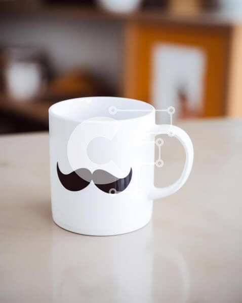 Intra Συλλεκτικό Ξύλινο Παζλ Plywood  4mm - Κούπα καφέ με σχέδιο μουστάκι σε ξύλινο τραπέζι Σε Ξύλινο Κουτί - Διαστάσεις: 10x10 cm – 25 κομμάτια