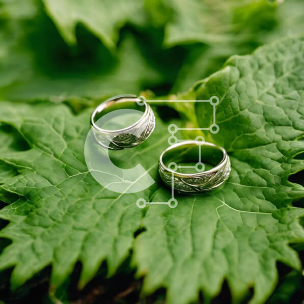 Intra Συλλεκτικό Ξύλινο Παζλ Plywood  4mm - Κομψές ασημένιες βέρες σε πράσινο φύλλο Σε Ξύλινο Κουτί - Διαστάσεις: 10x10 cm – 25 κομμάτια