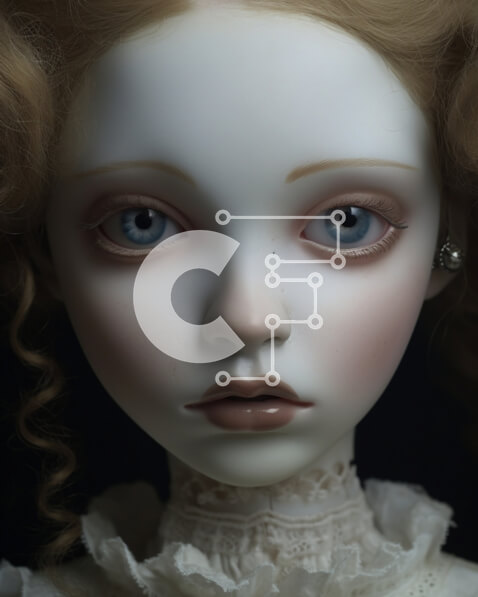 Intra Συλλεκτικό Ξύλινο Παζλ Plywood  4mm - Ξανθή κούκλα με σγουρά μαλλιά και μπλε μάτια σε λευκό φόρεμα Σε Ξύλινο Κουτί - Διαστάσεις: 10x10 cm – 25 κομμάτια