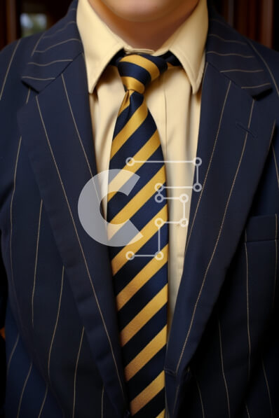 Intra Συλλεκτικό Ξύλινο Παζλ Plywood  4mm - Κομψός νεαρός άνδρας με σκούρο μπλε ριγέ κοστούμι και κίτρινη ριγέ γραβάτα Σε Ξύλινο Κουτί - Διαστάσεις Puzzle: 10x10 cm – 25 κομμάτια