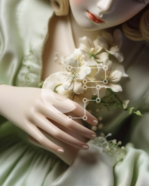 Intra Συλλεκτικό Ξύλινο Παζλ Plywood  4mm - Πράσινη κούκλα με λευκά λουλούδια Σε Ξύλινο Κουτί - Διαστάσεις Puzzle: 10x10 cm – 25 κομμάτια