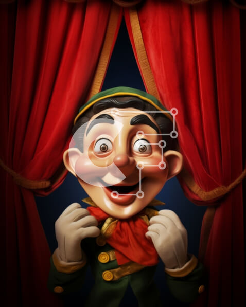 Intra Συλλεκτικό Ξύλινο Παζλ Plywood  4mm - Έκπληκτος χαρακτήρας κινουμένων σχεδίων σε θεατρικό σκηνικό Σε Ξύλινο Κουτί - Διαστάσεις Puzzle: 10x10 cm – 25 κομμάτια