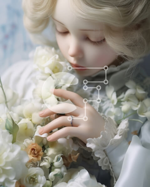 Intra Συλλεκτικό Ξύλινο Παζλ Plywood  4mm - Κούκλα που κρατά φρέσκα λουλούδια Σε Ξύλινο Κουτί - Διαστάσεις: 10x10 cm – 25 κομμάτια