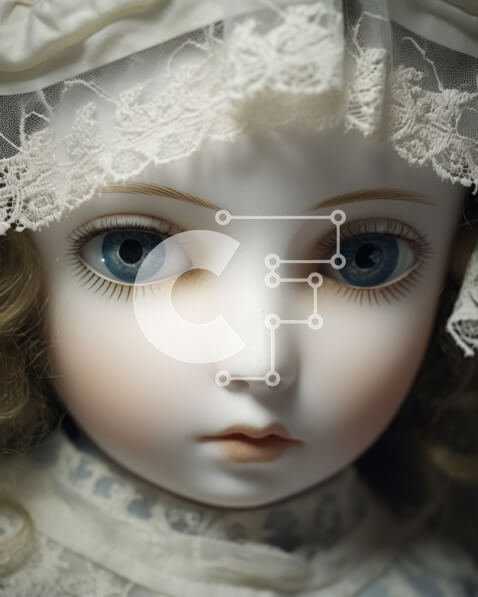 Intra Συλλεκτικό Ξύλινο Παζλ Plywood  4mm - Vintage κούκλα με μπλε μάτια και λευκό φόρεμα Σε Ξύλινο Κουτί - Διαστάσεις: 10x10 cm – 25 κομμάτια