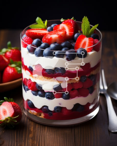 Σετ των 2 Intra Συλλεκτικό Ξύλινο Παζλ Plywood  4mm - Νόστιμο Fruit Trifle Bowl με φρέσκα μούρα Σε Ξύλινο Κουτί - Διαστάσεις: 10x10 cm – 25 κομμάτια