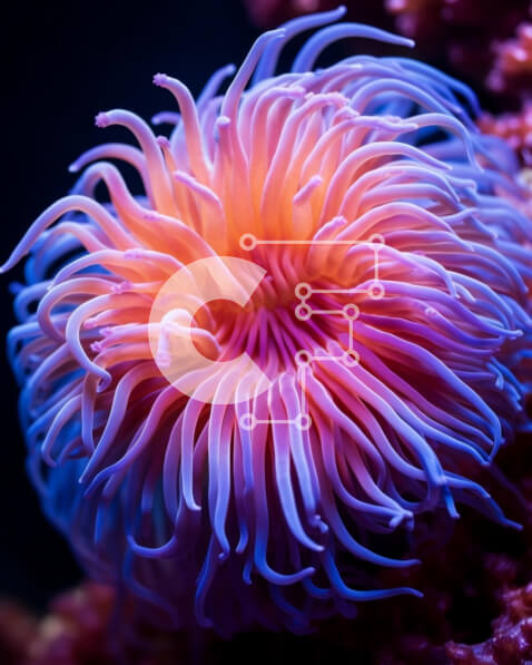 Intra Συλλεκτικό Ξύλινο Παζλ Plywood  4mm - Ροζ και μωβ ανεμώνη στο κοράλλι Σε Ξύλινο Κουτί - Διαστάσεις: 10x10 cm – 25 κομμάτια