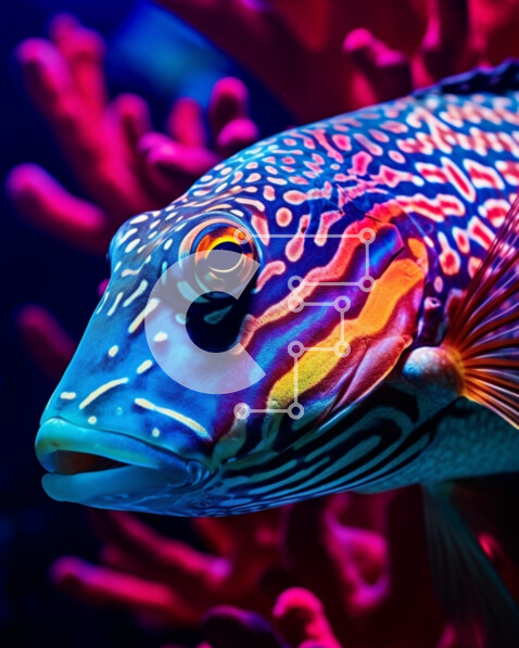 Intra Συλλεκτικό Ξύλινο Παζλ Plywood  4mm - Πολύχρωμα ψάρια που κολυμπούν ανάμεσα στα κοράλλια στο ενυδρείο Σε Ξύλινο Κουτί - Διαστάσεις: 10x10 cm – 25 κομμάτια